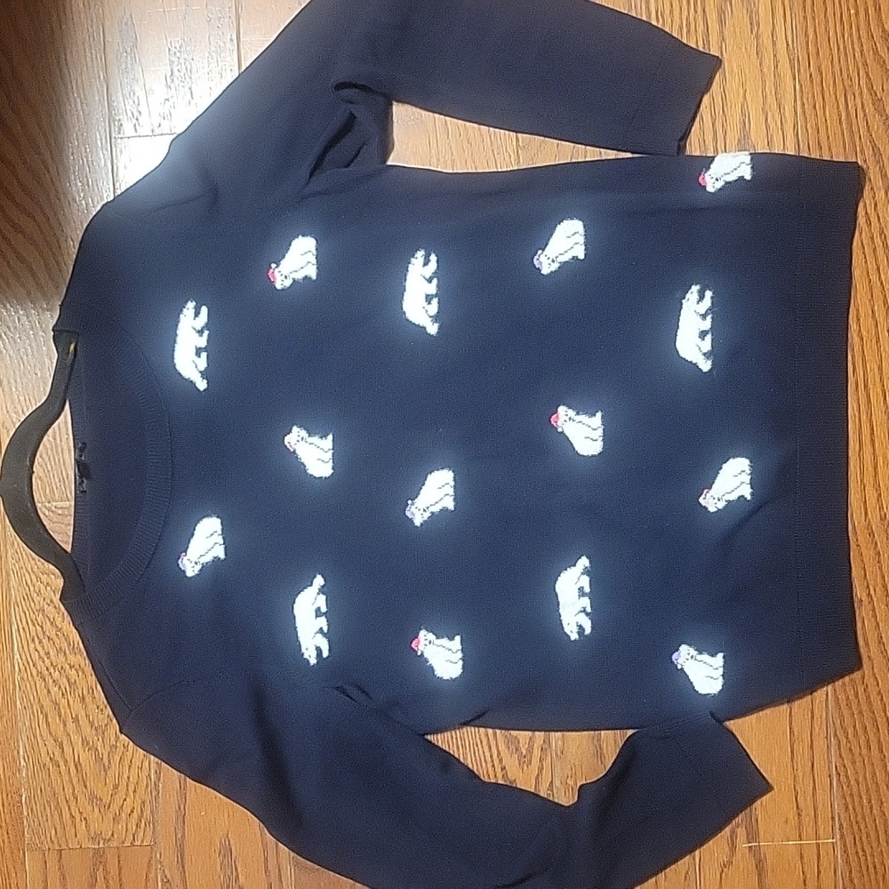 Talbots size Medium P Navy Blue Sweater with Polar Bear Design